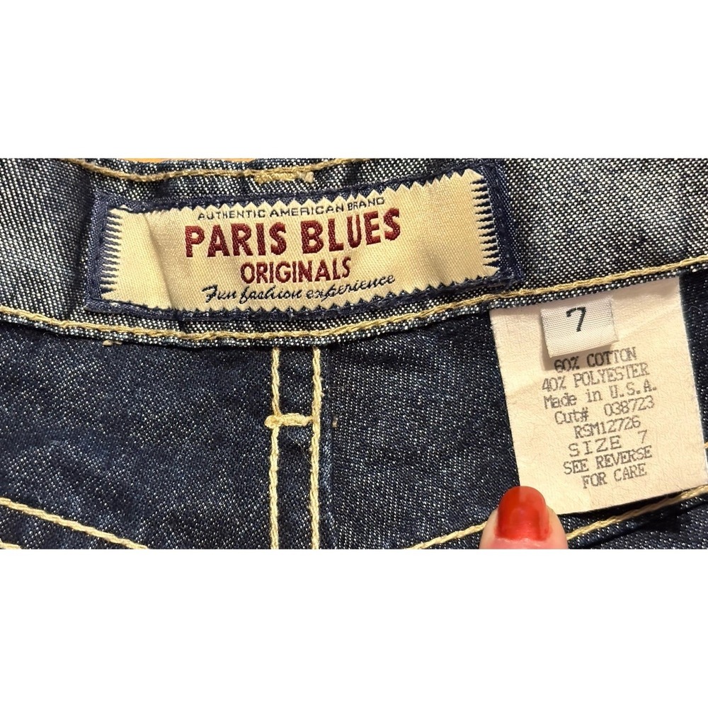 Paris Blues Vintage Women's Size 7 Metallic Sheen Bootcut Denim Pants Real Y2K - Picture 2 of 10